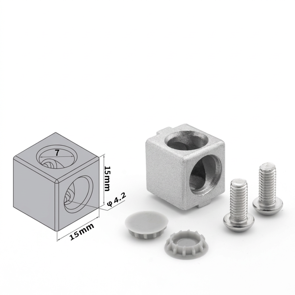 Aluminum Profile 2-Way & 3-Way Cube Corner Connectors (1515 / 2020 / 3030 / 4040 Series)