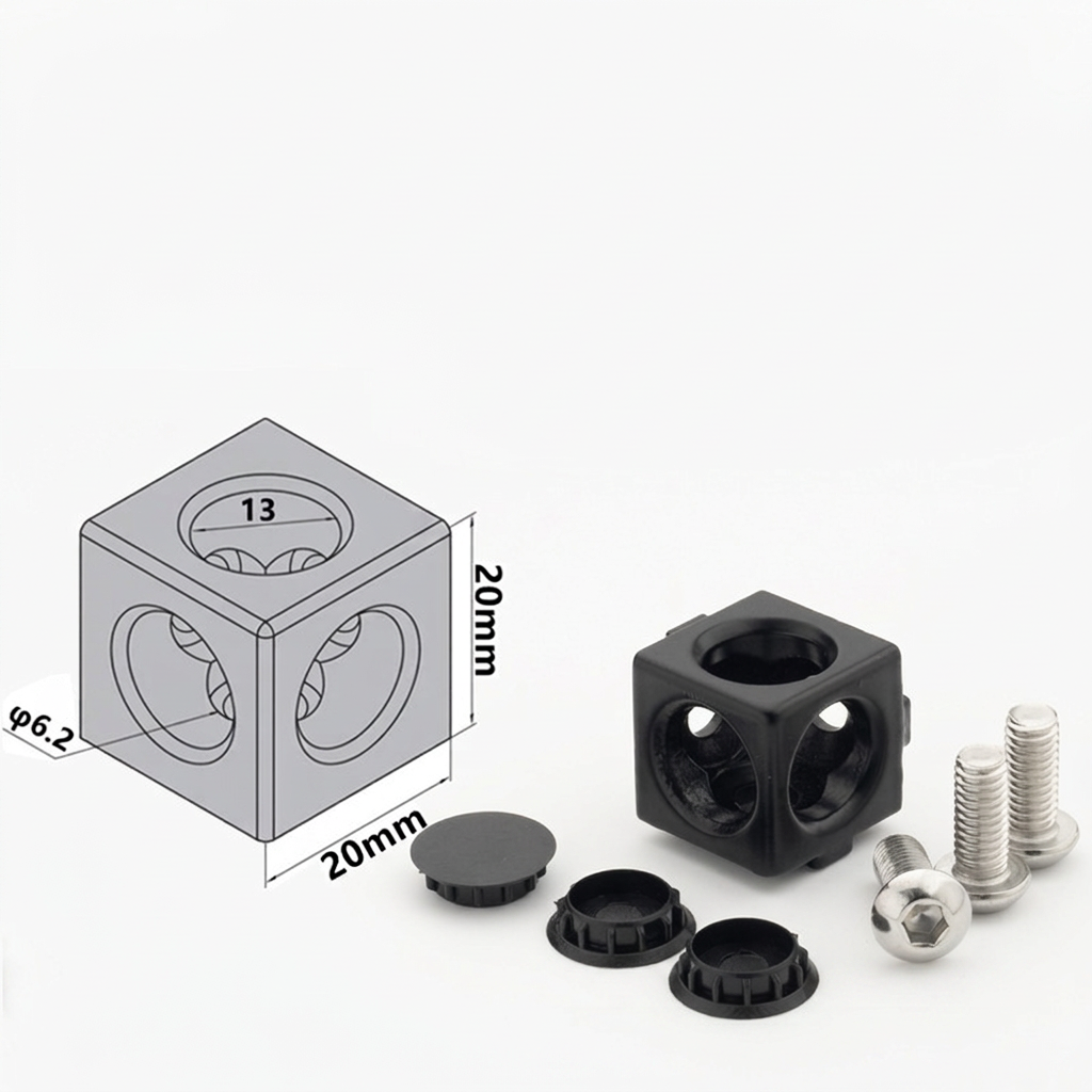 Aluminum Profile 2-Way & 3-Way Cube Corner Connectors (1515 / 2020 / 3030 / 4040 Series)