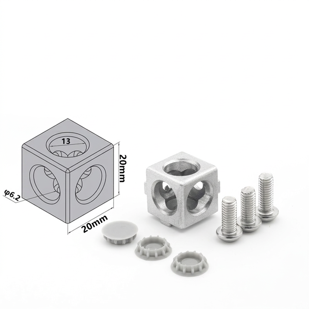 Aluminum Profile 2-Way & 3-Way Cube Corner Connectors (1515 / 2020 / 3030 / 4040 Series)
