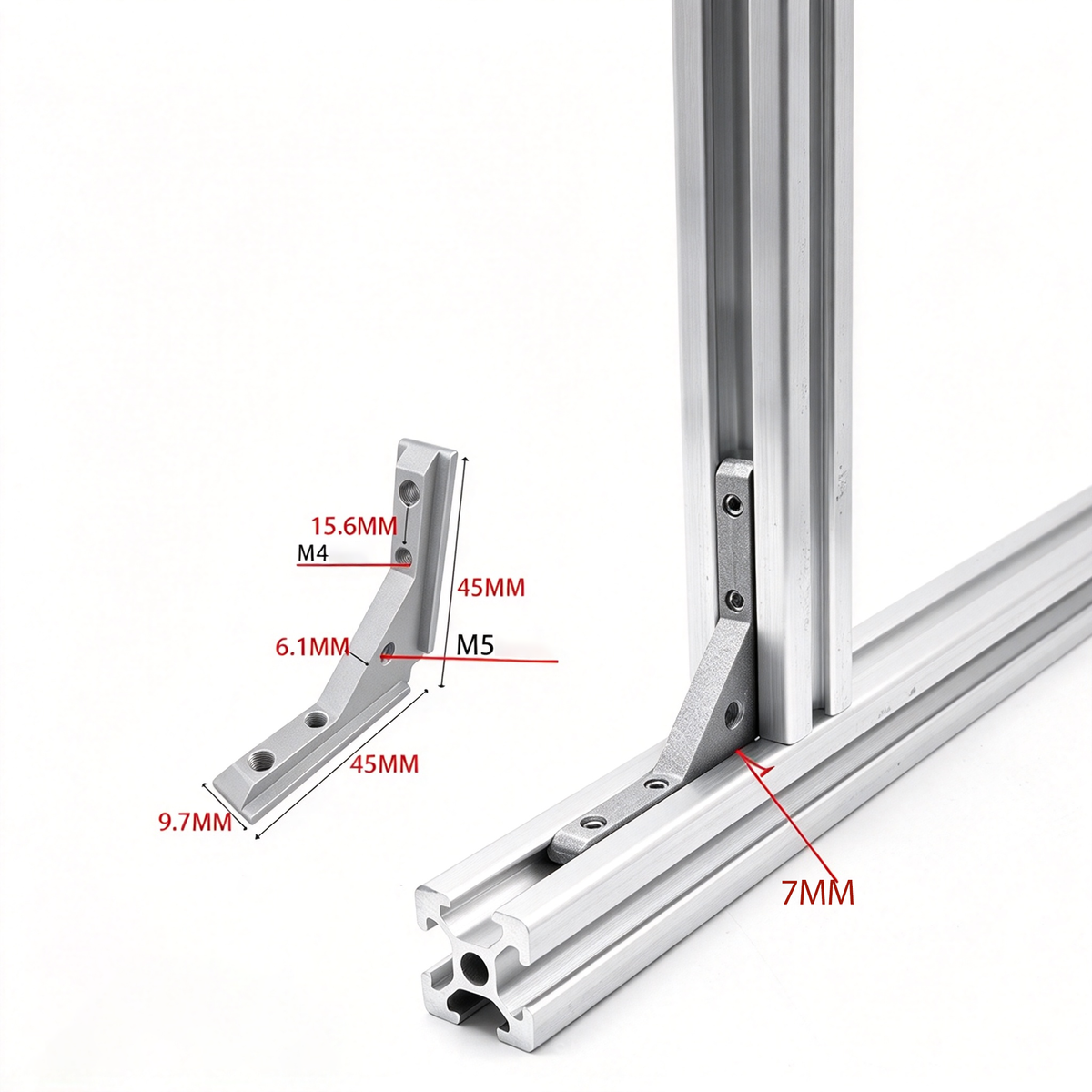 European Standard Inside Corner Bracket - Concealed L-Joint Connector for Aluminum Profiles (15 / 20 / 30 / 40 / 45 / 50 Series)