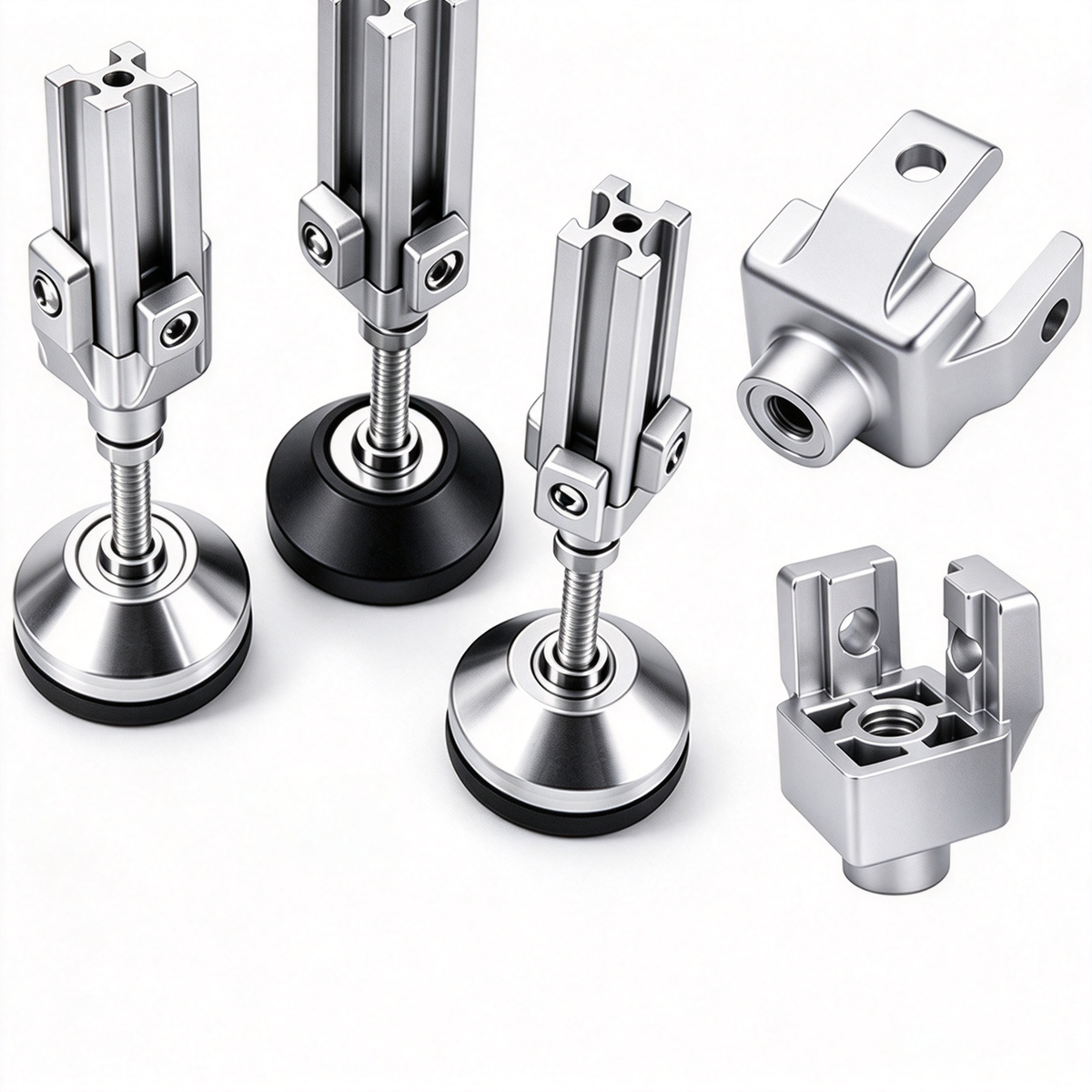 Endfuß-Montageblock für Aluminiumprofile – Gewindeadapter (20 / 30 / 40 / 45er-Serie)