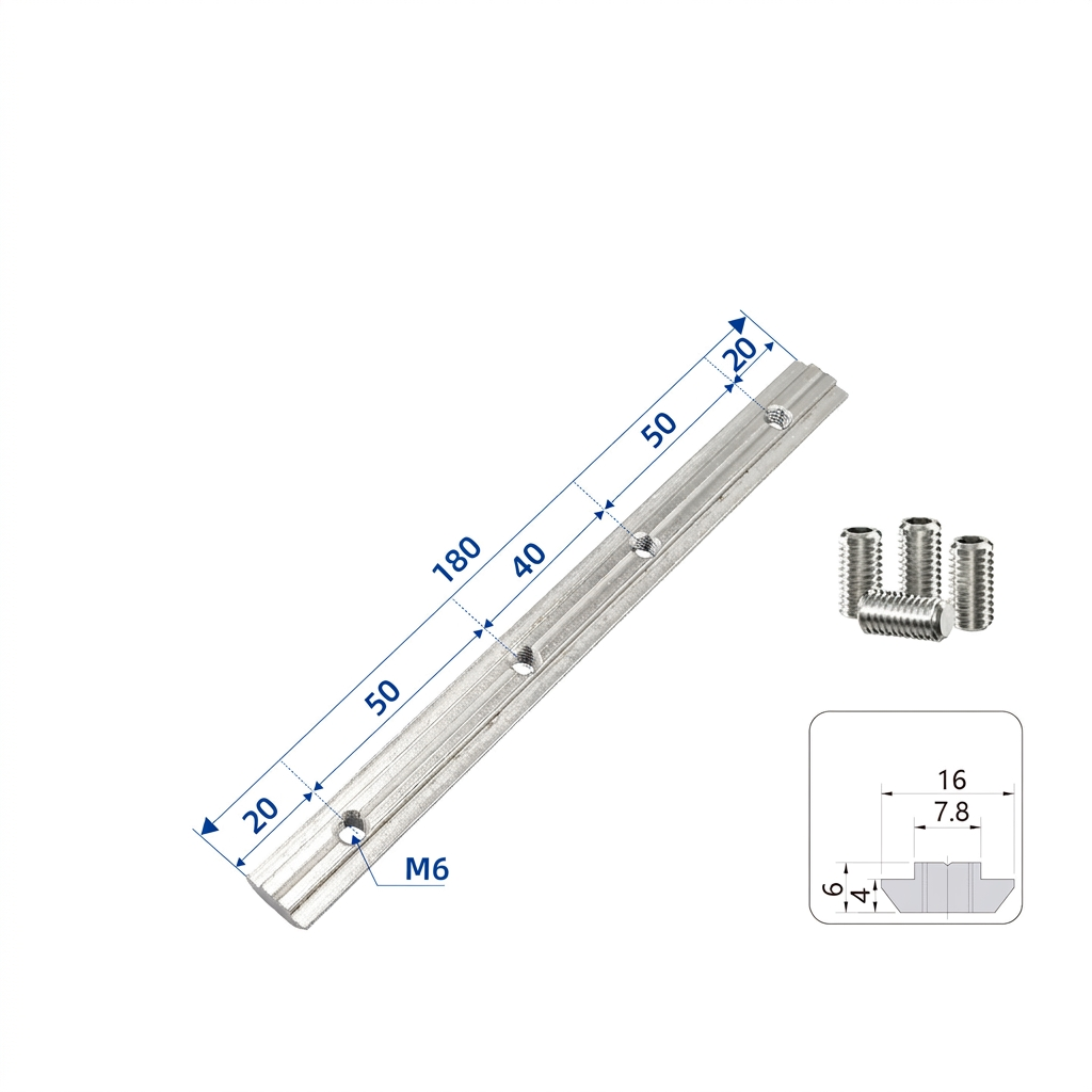 Inside Straight Line Connector for T-Slot Aluminum Extrusions - In-Line Profile Extension Joint