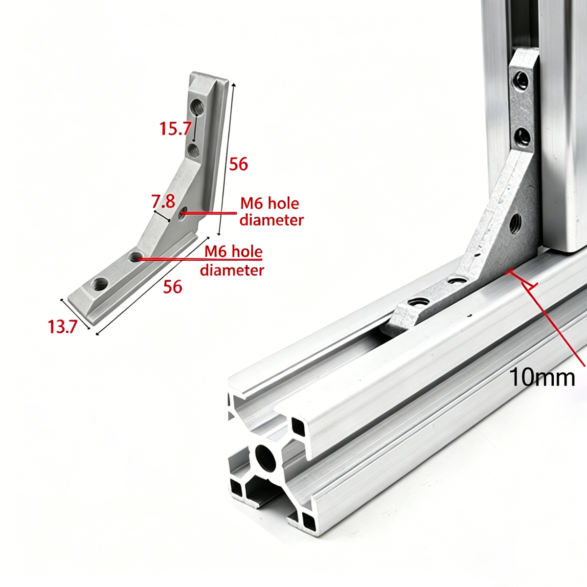 European Standard Inside Corner Bracket - Concealed L-Joint Connector for Aluminum Profiles (15 / 20 / 30 / 40 / 45 / 50 Series)