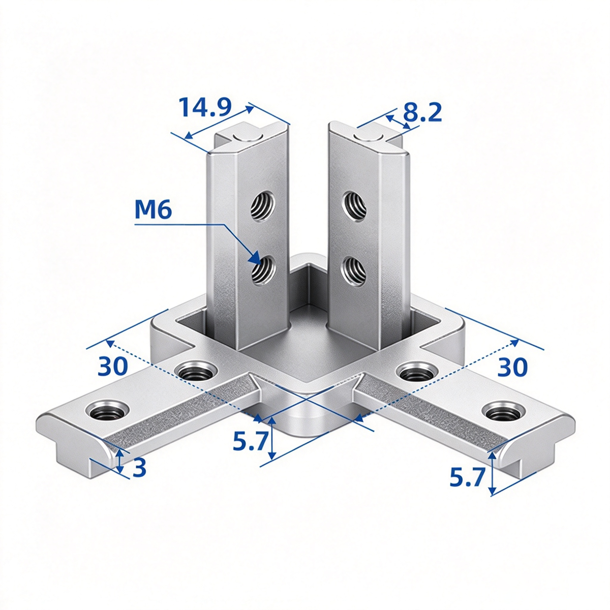 Aluminum Profile 2-Way & 3-Way Cube Corner Connectors (1515 / 2020 / 3030 / 4040 Series)