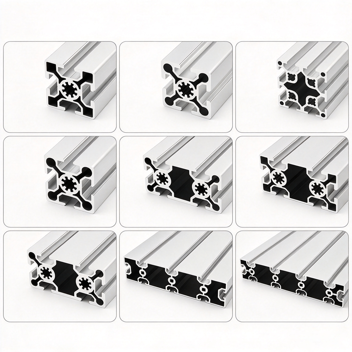European Standard 5050, 50100, 50200 & 50240 T-Slot Aluminum Extrusion Profiles - Heavy Industrial Framing