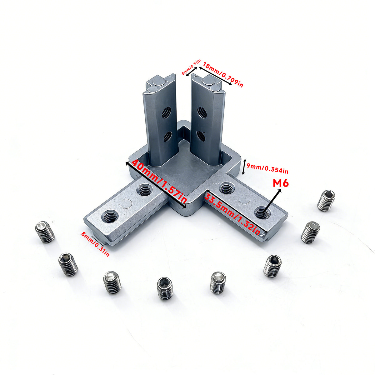Aluminum Profile 2-Way & 3-Way Cube Corner Connectors (1515 / 2020 / 3030 / 4040 Series)
