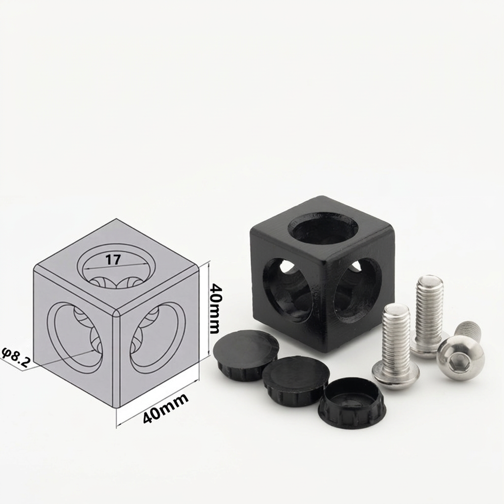 Aluminum Profile 2-Way & 3-Way Cube Corner Connectors (1515 / 2020 / 3030 / 4040 Series)