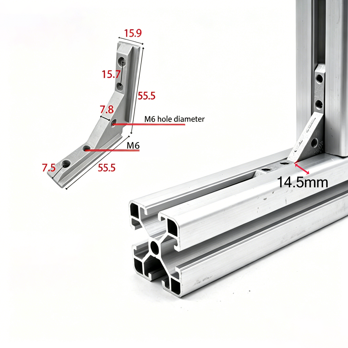 European Standard Inside Corner Bracket - Concealed L-Joint Connector for Aluminum Profiles (15 / 20 / 30 / 40 / 45 / 50 Series)