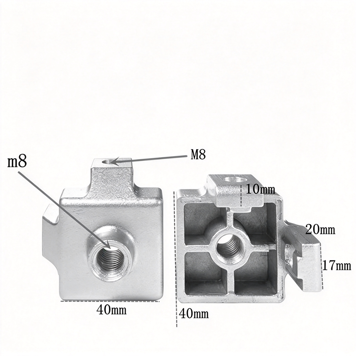Endfuß-Montageblock für Aluminiumprofile – Gewindeadapter (20 / 30 / 40 / 45er-Serie)