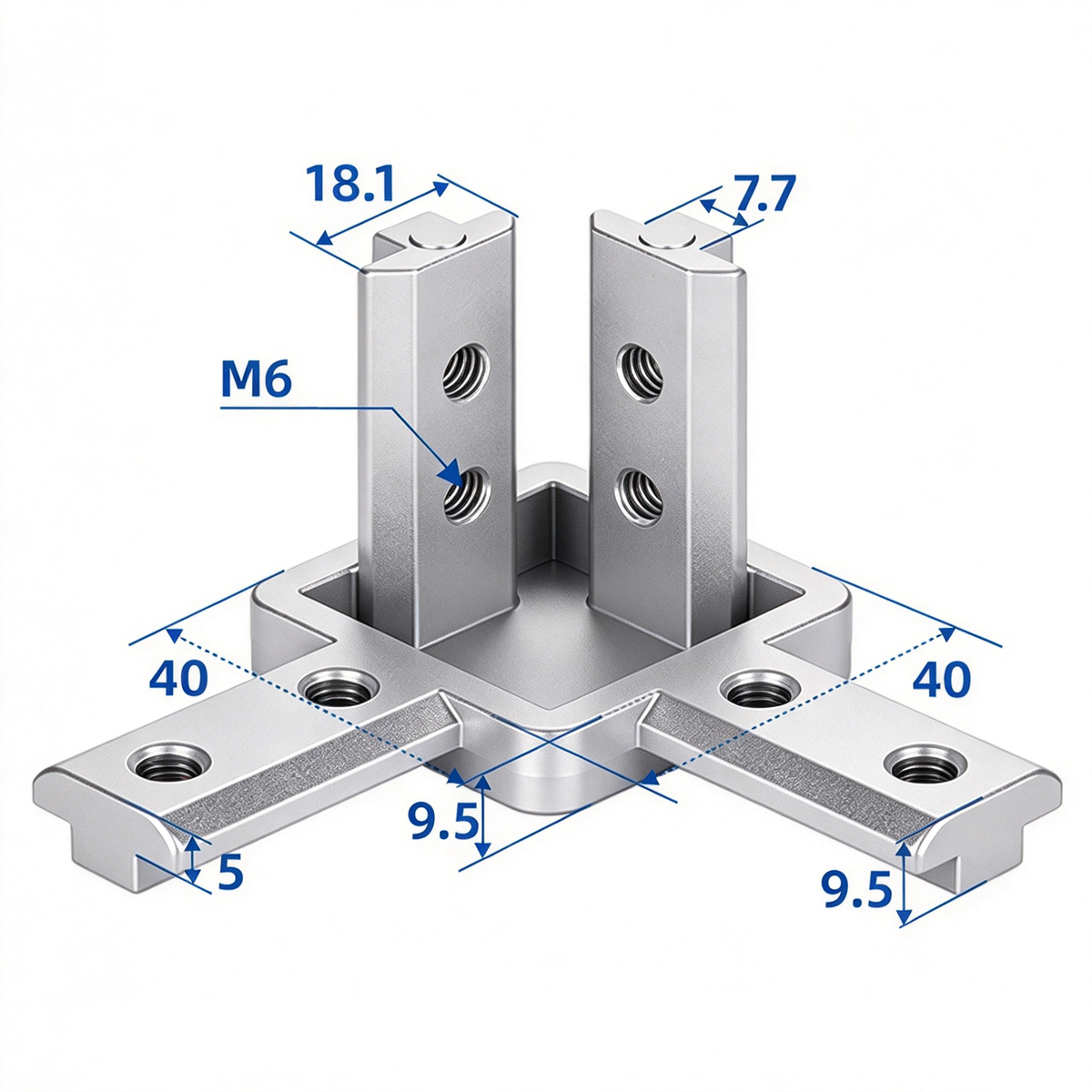 Aluminum Profile 2-Way & 3-Way Cube Corner Connectors (1515 / 2020 / 3030 / 4040 Series)