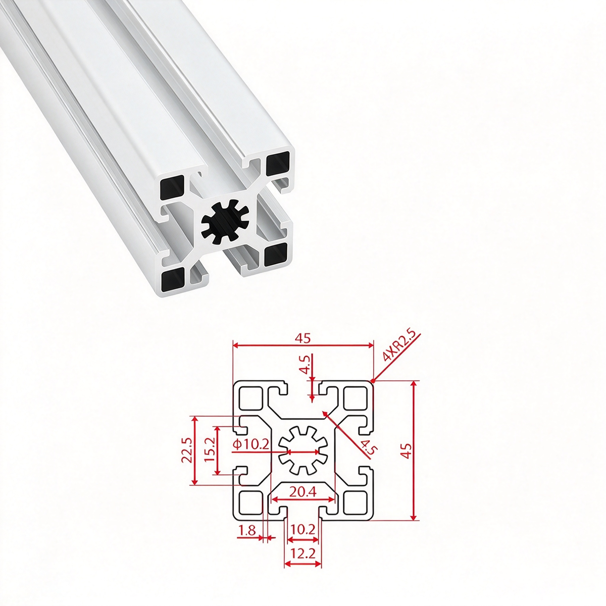 Europäischer Standard 4545, 4560 & 4590 T-Nut-Aluminium-Extrusionsprofile - Schwere Konstruktionsrahmen