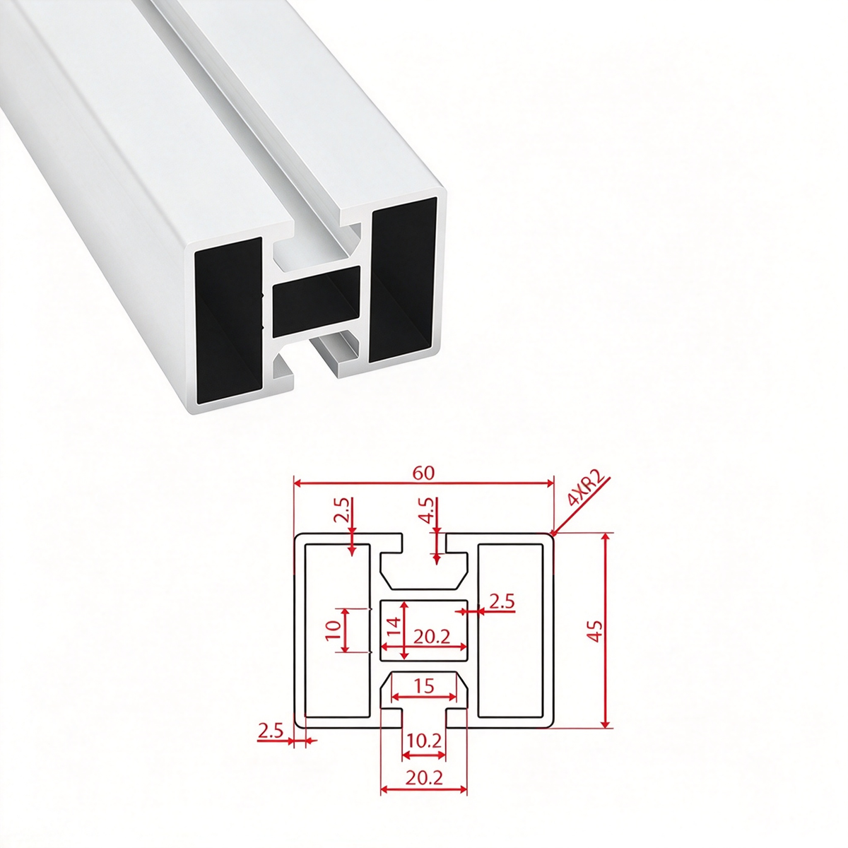 Europäischer Standard 4545, 4560 & 4590 T-Nut-Aluminium-Extrusionsprofile - Schwere Konstruktionsrahmen