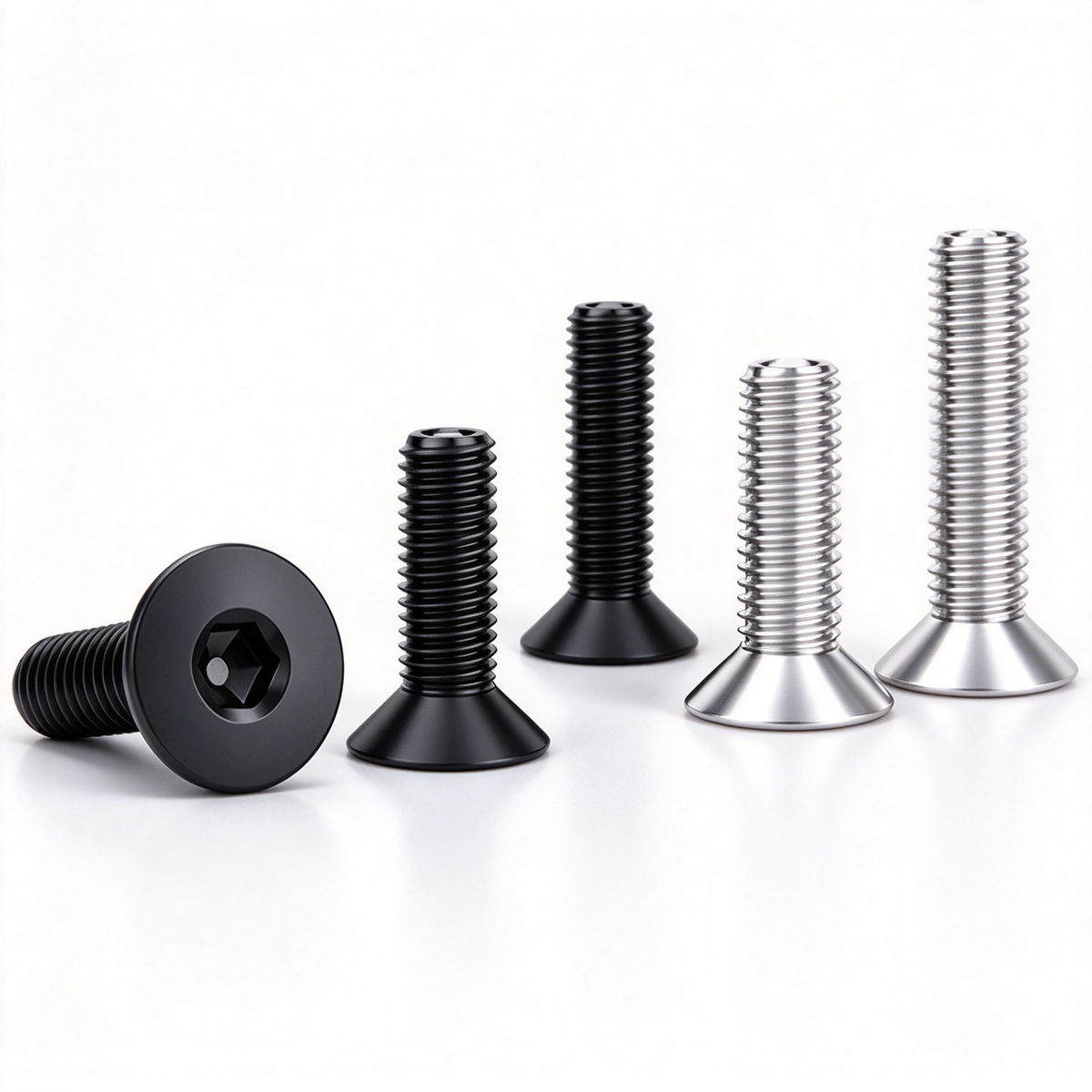 Flat Head Socket Screws for Aluminum Extrusion Profiles - M4 to M8 (Stainless Steel / Black)
