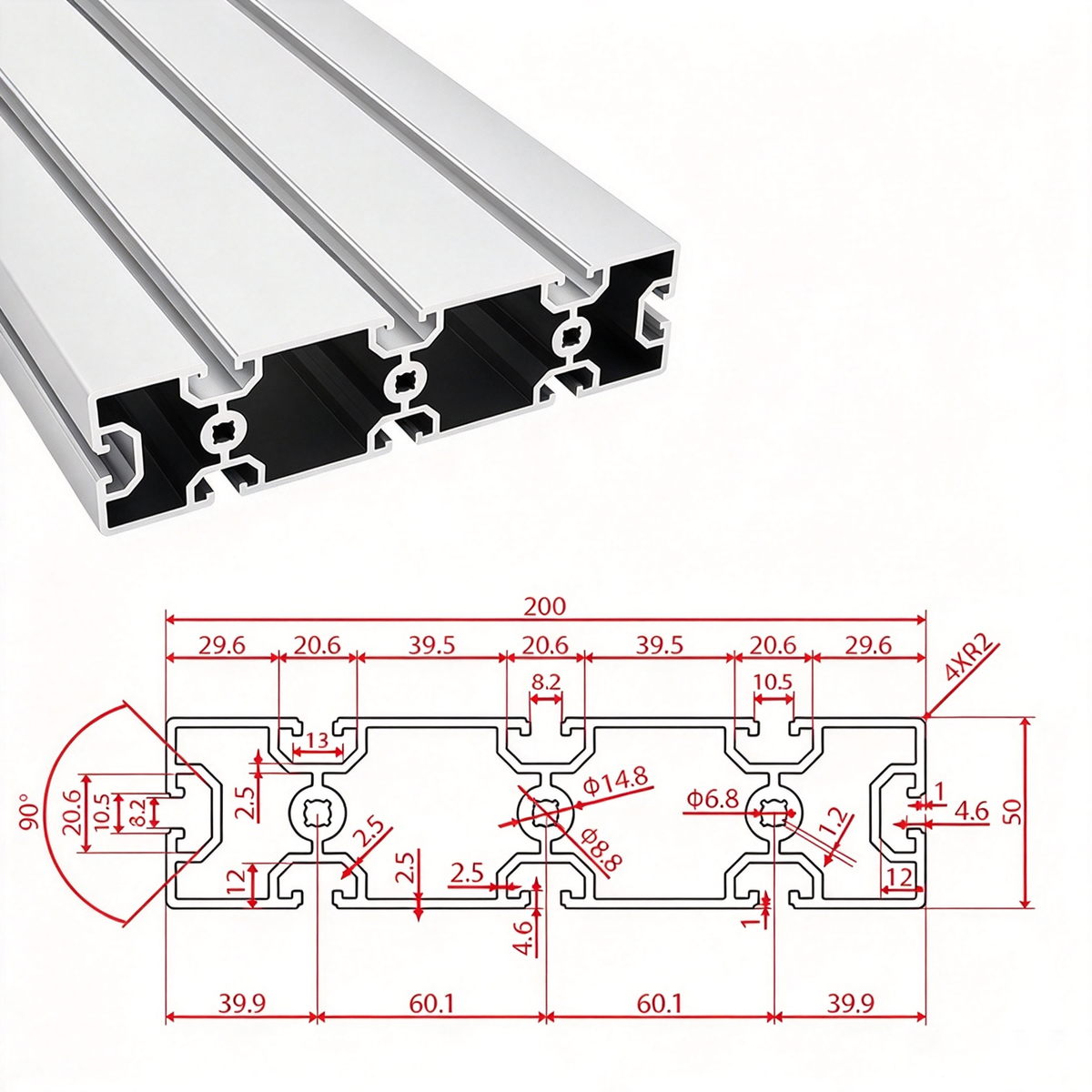 European Standard 5050, 50100, 50200 & 50240 T-Slot Aluminum Extrusion Profiles - Heavy Industrial Framing