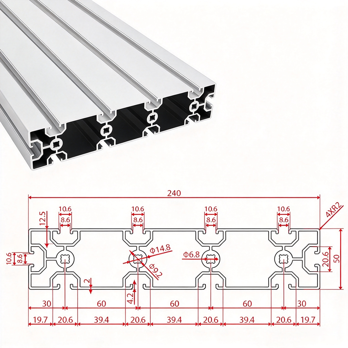 European Standard 5050, 50100, 50200 & 50240 T-Slot Aluminum Extrusion Profiles - Heavy Industrial Framing