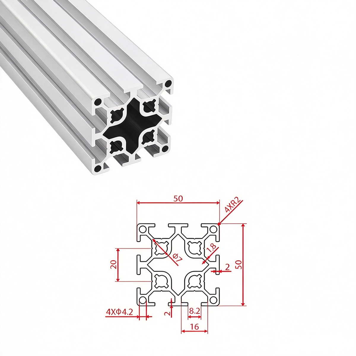 European Standard 5050, 50100, 50200 & 50240 T-Slot Aluminum Extrusion Profiles - Heavy Industrial Framing