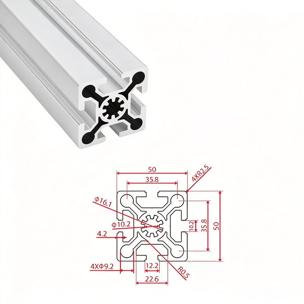 European Standard 5050, 50100, 50200 & 50240 T-Slot Aluminum Extrusion Profiles - Heavy Industrial Framing