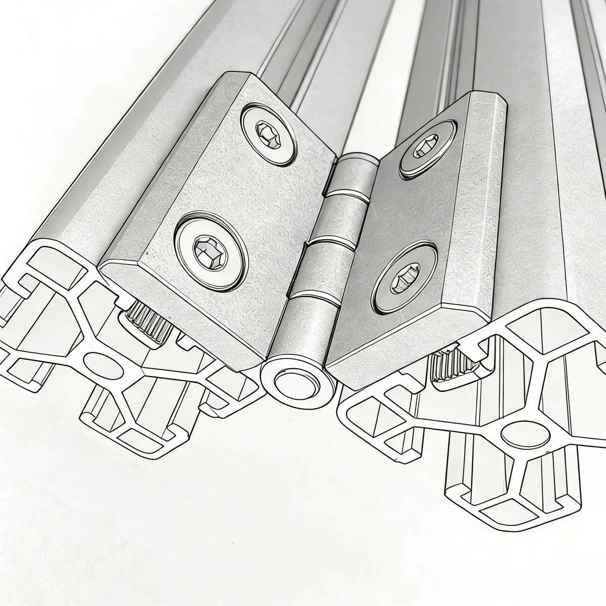 Industrielle Aluminiumprofil-Scharniere – Drehscharniere aus Zinklegierung, Aluminium und CNC-Präzisionsfertigung für T-Nut-Profile