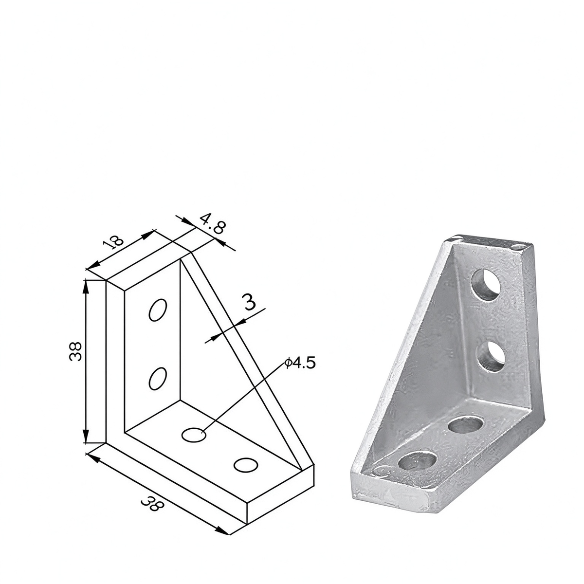 Heavy-Duty 90-Degree Aluminum Corner Bracket Connector for T-Slot Extrusions