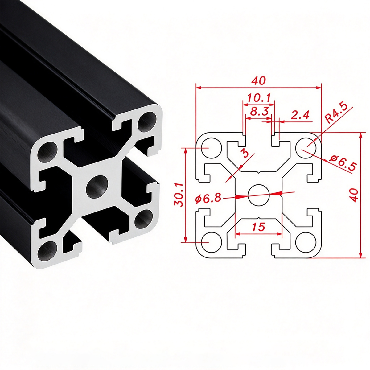 Europäischer Standard 4040 T-Nut-Aluminium-Strangpressprofil - 8mm Nut Industrieller Rahmenbau
