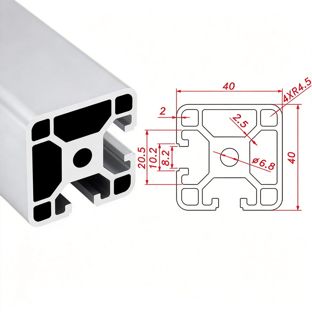 Europäischer Standard 4040 T-Nut-Aluminium-Strangpressprofil - 8mm Nut Industrieller Rahmenbau