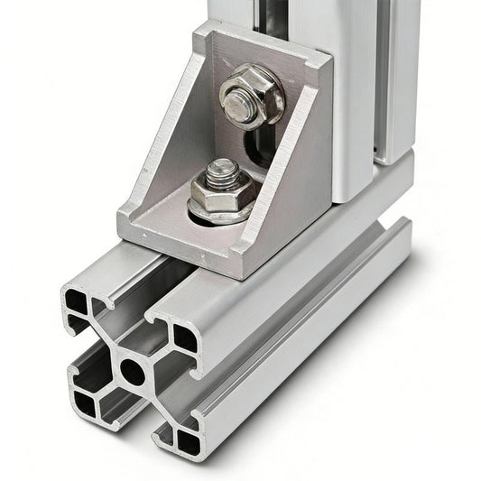 Heavy-Duty 90-Degree Aluminum Corner Bracket Connector for T-Slot Extrusions - Prime Profiles Pro