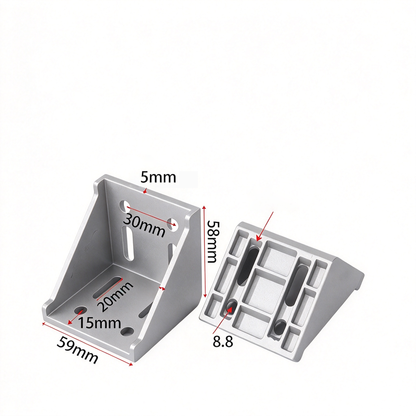 Heavy-Duty 90-Degree Aluminum Corner Bracket Connector for T-Slot Extrusions