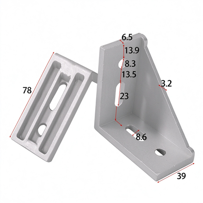 Heavy-Duty 90-Degree Aluminum Corner Bracket Connector for T-Slot Extrusions