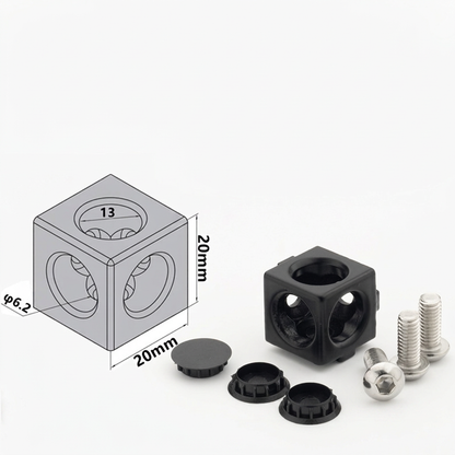 Aluminum Profile 2-Way &amp; 3-Way Cube Corner Connectors (1515 / 2020 / 3030 / 4040 Series)