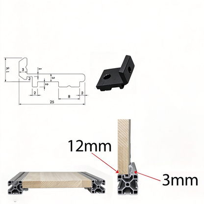 Aluminum Profile Side Panel Mounting Block - Panel Fastener Holder with Screws (2020 / 3030 / 4040 Series)