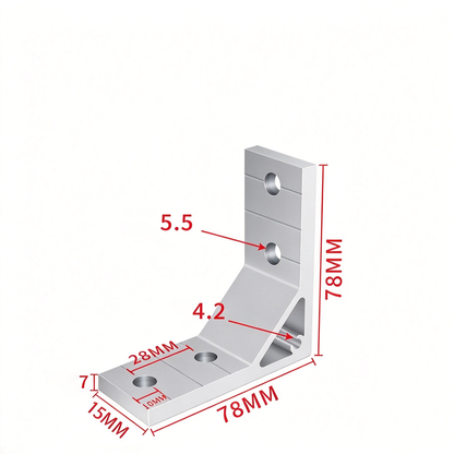 Aluminum Extrusion Corner Bracket - 90/45/135 Degree (2020 to 8080 Series)