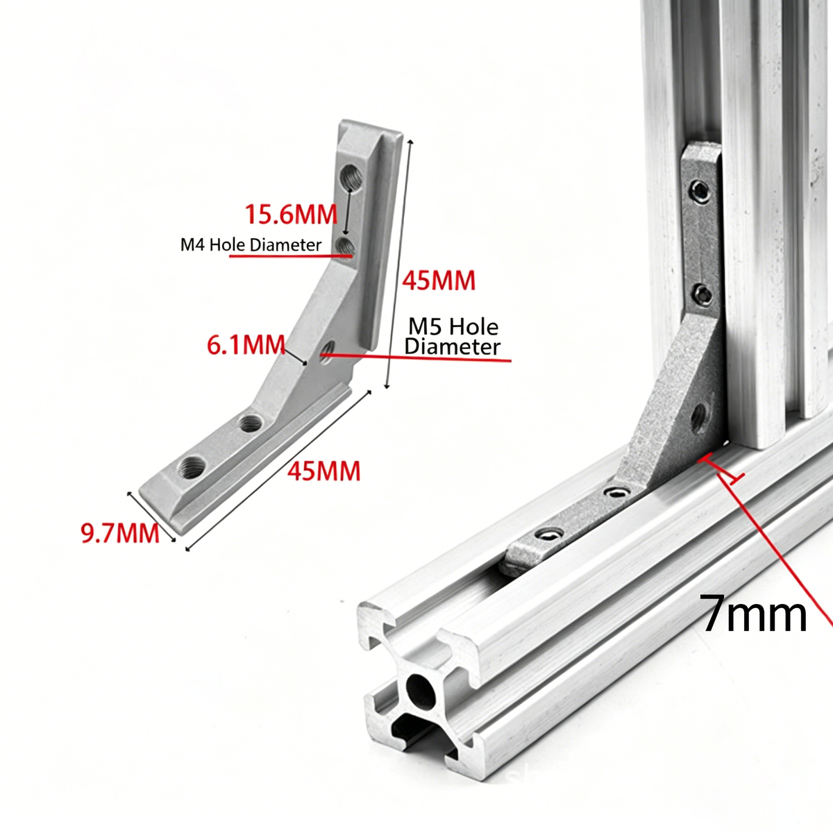 European Standard Inside Corner Bracket - Concealed L-Joint Connector for Aluminum Profiles (15 / 20 / 30 / 40 / 45 / 50 Series)