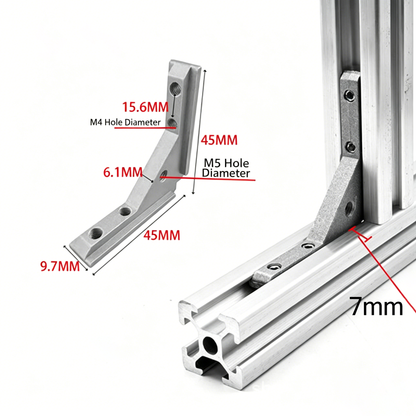 European Standard Inside Corner Bracket - Concealed L-Joint Connector for Aluminum Profiles (15 / 20 / 30 / 40 / 45 / 50 Series)