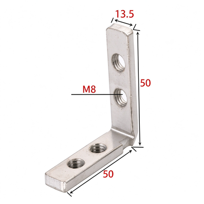 European Standard Inside Corner Bracket - Concealed L-Joint Connector for Aluminum Profiles (15 / 20 / 30 / 40 / 45 / 50 Series)