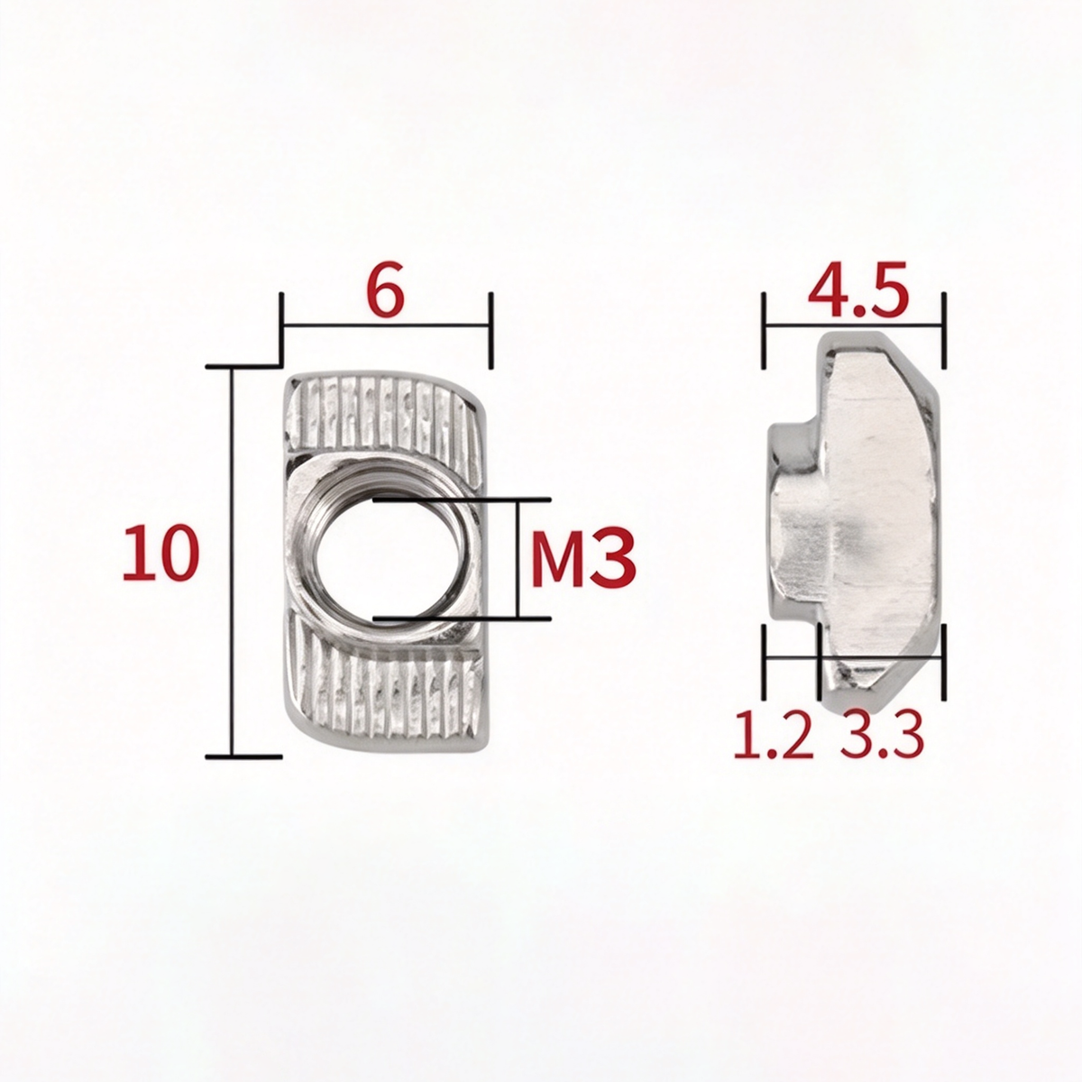 EU Standard T-Slot Nut for Aluminum Extrusion Profiles - M3 to M8 (Carbon Steel & Stainless Steel)