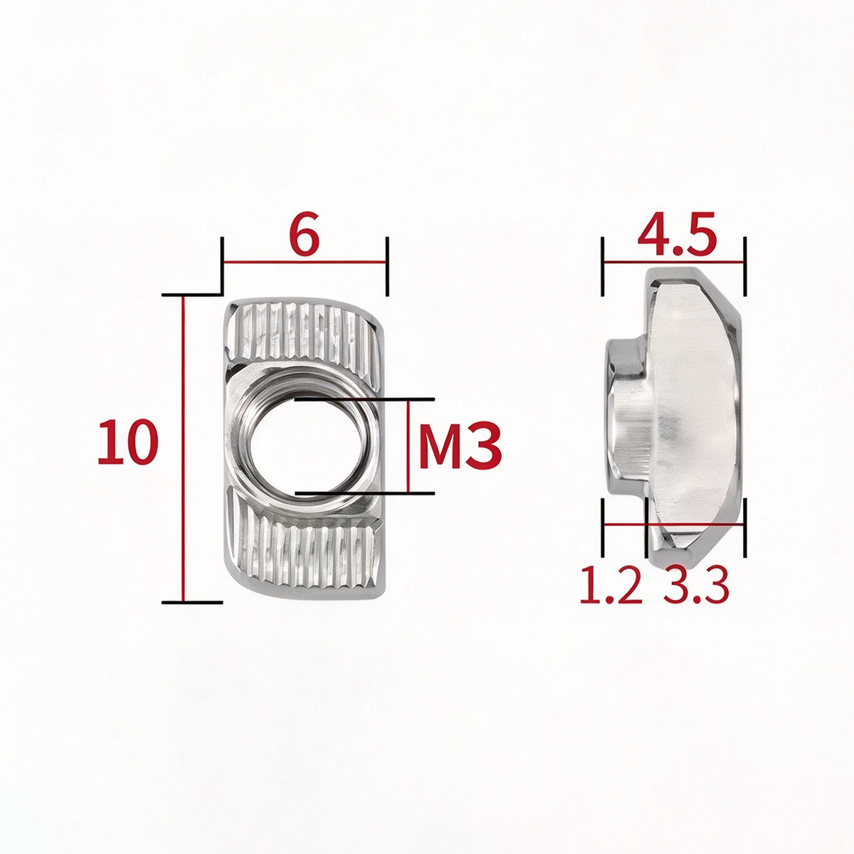 EU Standard T-Slot Nut for Aluminum Extrusion Profiles - M3 to M8 (Carbon Steel & Stainless Steel)