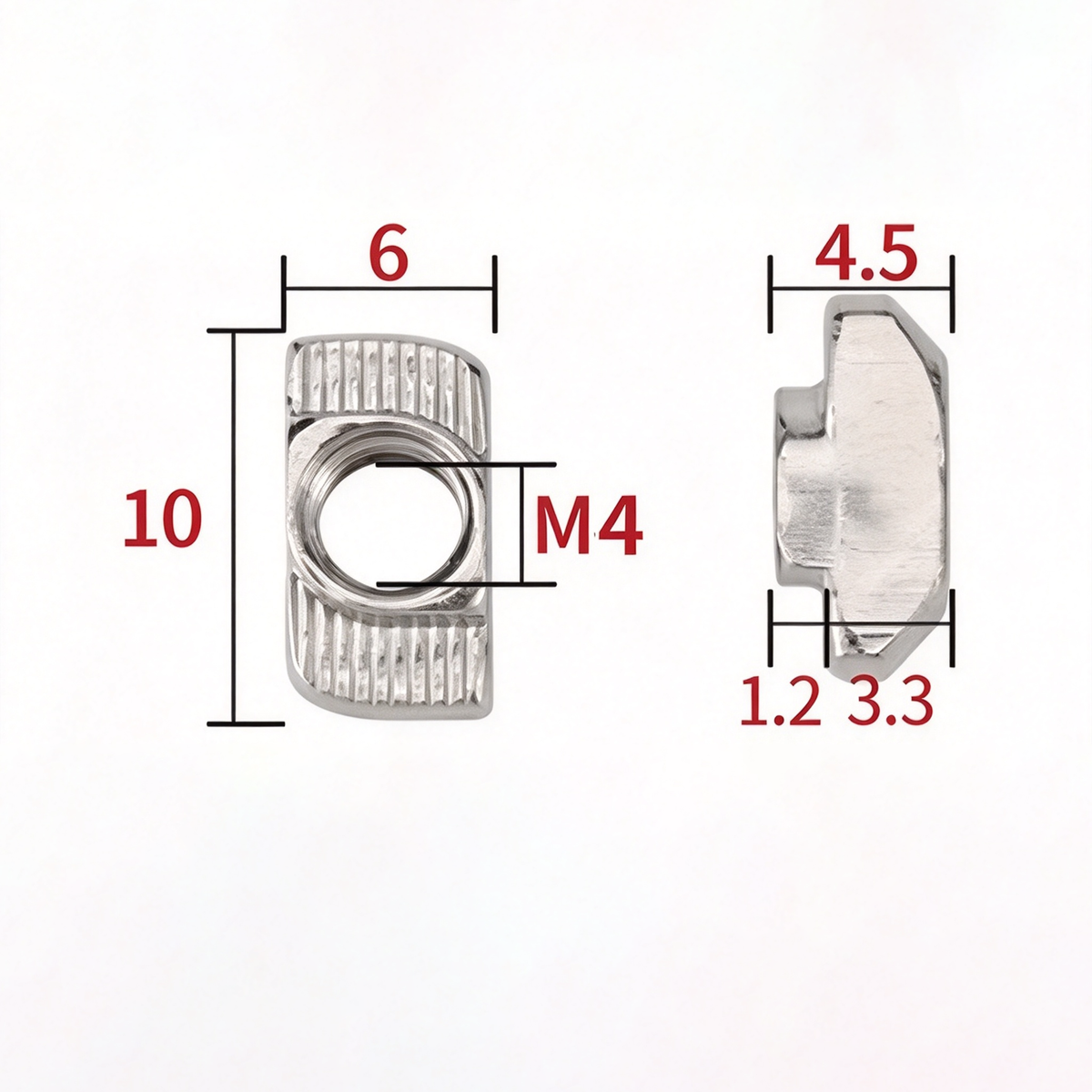 EU Standard T-Slot Nut for Aluminum Extrusion Profiles - M3 to M8 (Carbon Steel & Stainless Steel)