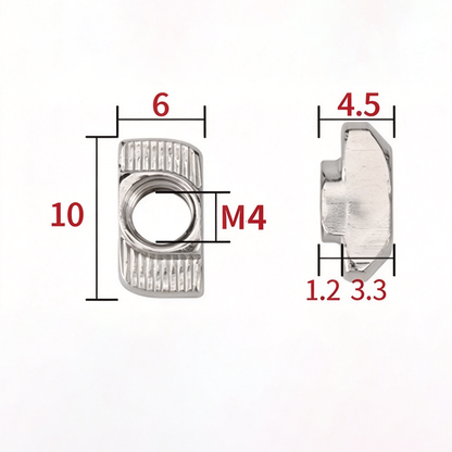 EU Standard T-Slot Nut for Aluminum Extrusion Profiles - M3 to M8 (Carbon Steel & Stainless Steel)