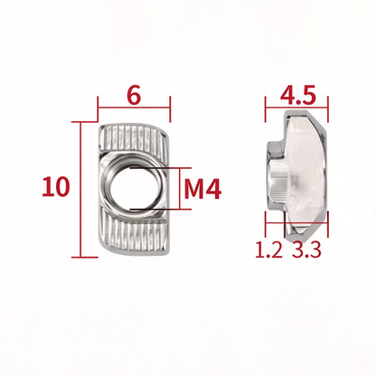 EU Standard T-Slot Nut for Aluminum Extrusion Profiles - M3 to M8 (Carbon Steel & Stainless Steel)