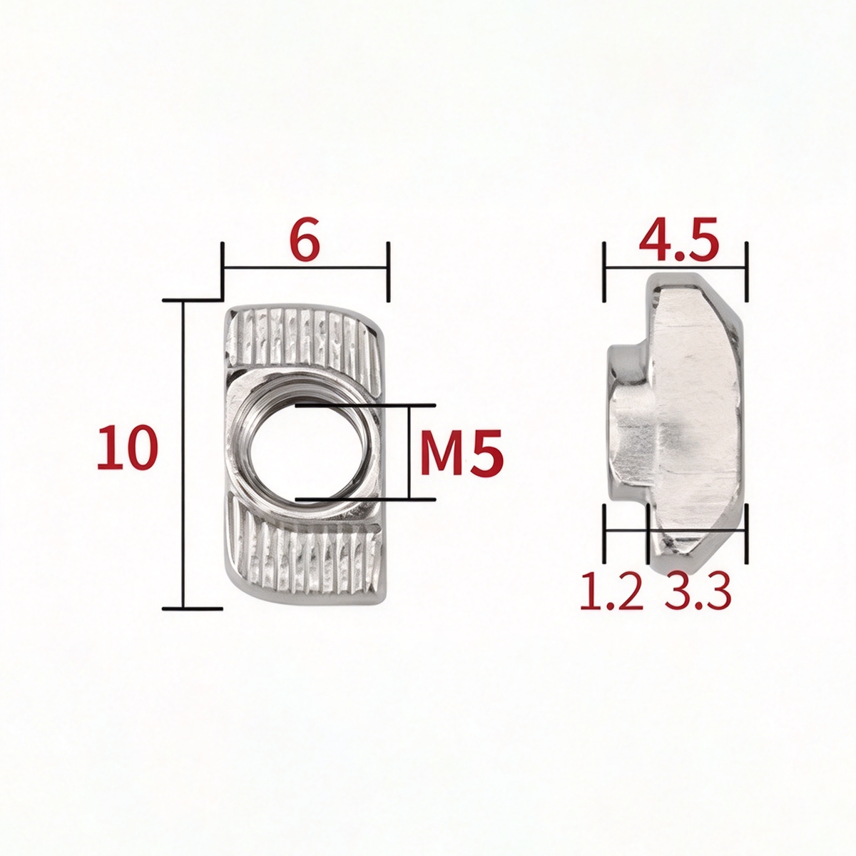 EU Standard T-Slot Nut for Aluminum Extrusion Profiles - M3 to M8 (Carbon Steel & Stainless Steel)