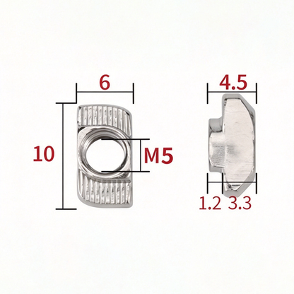 EU Standard T-Slot Nut for Aluminum Extrusion Profiles - M3 to M8 (Carbon Steel & Stainless Steel)