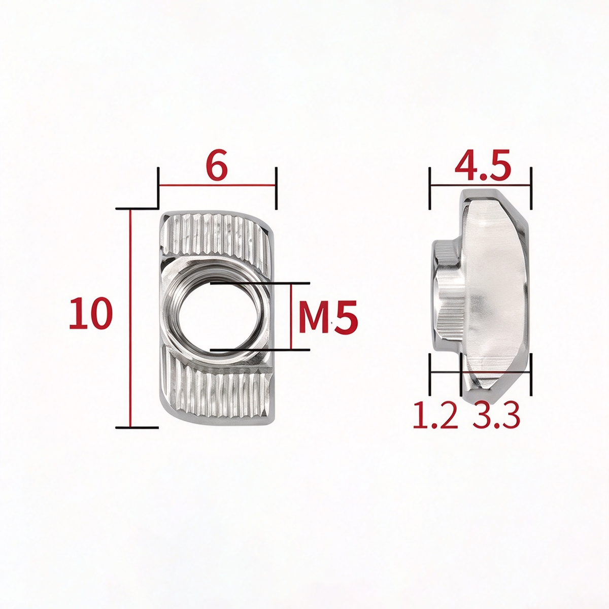EU Standard T-Slot Nut for Aluminum Extrusion Profiles - M3 to M8 (Carbon Steel & Stainless Steel)