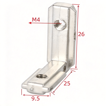 European Standard Inside Corner Bracket - Concealed L-Joint Connector for Aluminum Profiles (15 / 20 / 30 / 40 / 45 / 50 Series)