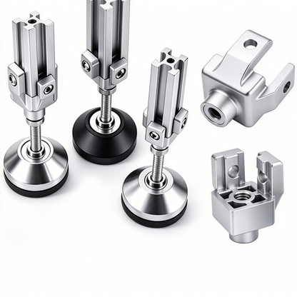 Endfuß-Montageblock für Aluminiumprofile – Gewindeadapter (20 / 30 / 40 / 45er-Serie)