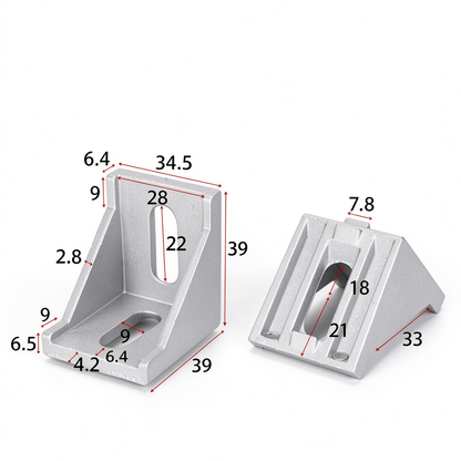 Heavy-Duty 90-Degree Aluminum Corner Bracket Connector for T-Slot Extrusions