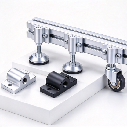 Montageplatte für Aluminiumprofil-Endfüße – Adapter für Nivellierfüße (20-/30-/40-/45-/50er-Serie)