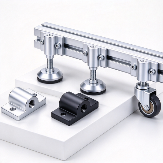 Aluminum Profile End Base Foot Mounting Plate - Leveling Feet Adapter (20 / 30 / 40 / 45 / 50 Series)