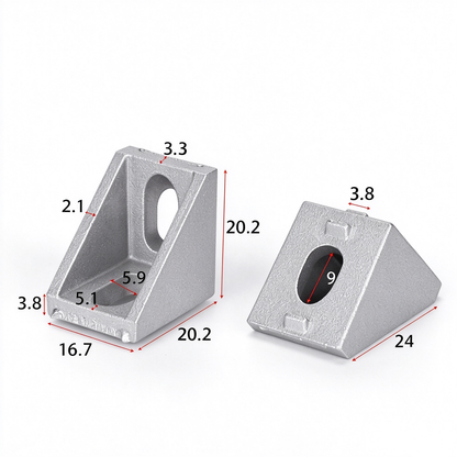 Heavy-Duty 90-Degree Aluminum Corner Bracket Connector for T-Slot Extrusions