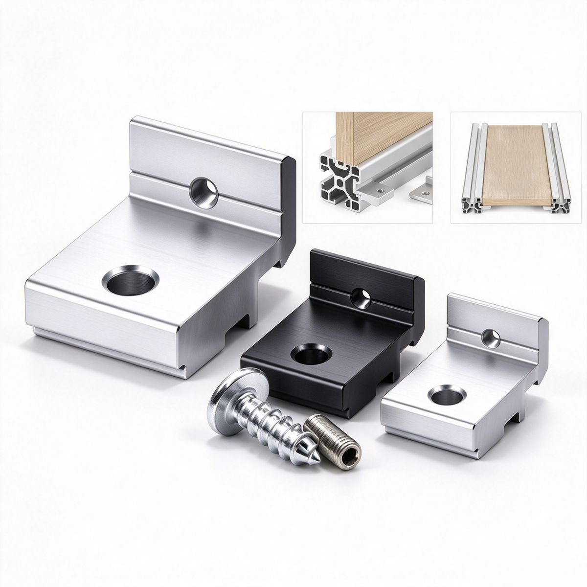Aluminum Profile Side Panel Mounting Block - Panel Fastener Holder with Screws (2020 / 3030 / 4040 Series)