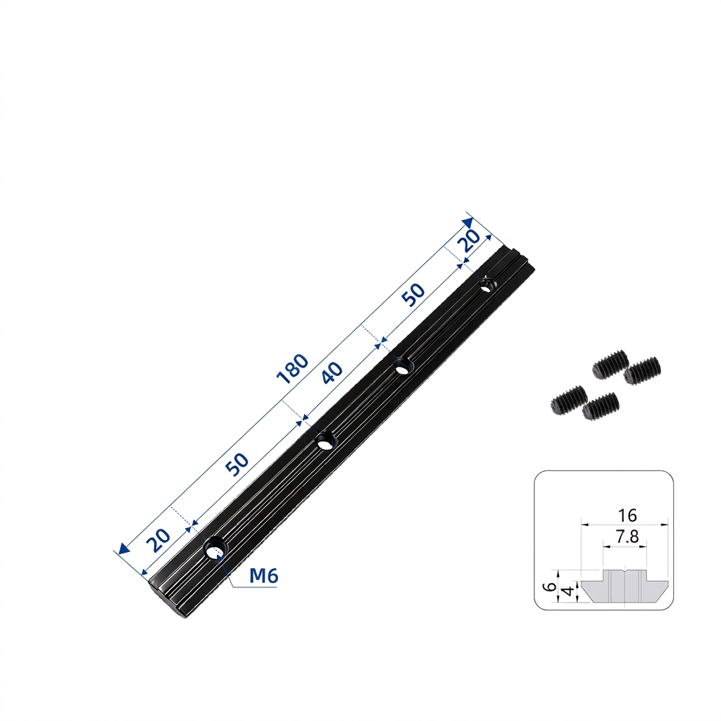 Inside Straight Line Connector for T-Slot Aluminum Extrusions - In-Line Profile Extension Joint